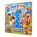 Boy 1st Birthday Card Farm Animals Barn