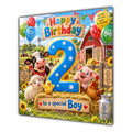 Boy 2nd Birthday Card Farm Animals Barn