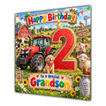 Grandson 2nd Birthday Card Tractor Farm Animals