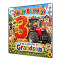 Grandson 3rd Birthday Card Tractor Farm Animals