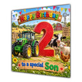 Son 2nd Birthday Card Tractor Farm Animals