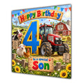 Son 4th Birthday Card Tractor Farm Animals