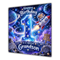 Grandson 1st Birthday Card Space Rocket Astronaut Stars
