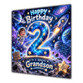 Grandson 2nd Birthday Card Space Rocket Astronaut Stars