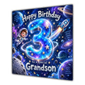 Grandson 3rd Birthday Card Space Rocket Astronaut Stars