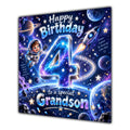 Grandson 4th Birthday Card Space Rocket Astronaut Stars