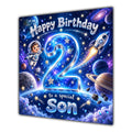 Son 2nd Birthday Card Space Rocket Astronaut Stars