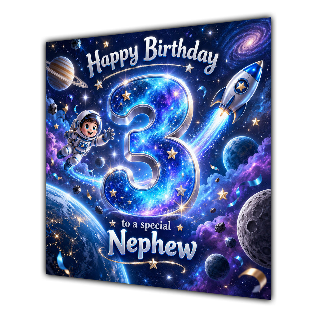 Nephew 3rd Birthday Card Space Rocket Astronaut Stars
