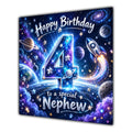 Nephew 4th Birthday Card Space Rocket Astronaut Stars