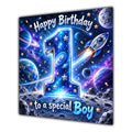 Boy 1st Birthday Card Space Rocket Astronaut Stars