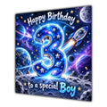 Boy 3rd Birthday Card Space Rocket Astronaut Stars