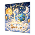 Grandson 1st Birthday Card Sun Moon Stars Clouds