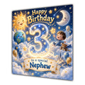 Nephew 3rd Birthday Card Sun Moon Stars Clouds