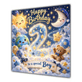 Boy 2nd Birthday Card Sun Moon Stars Clouds