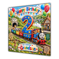 Grandson 2nd Birthday Card Colourful Train Animals