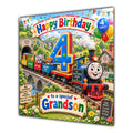 Grandson 4th Birthday Card Colourful Train Animals