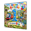 Boy 1st Birthday Card Colourful Steam Train