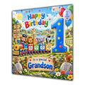 Grandson 1st Birthday Card Safari Animals Train