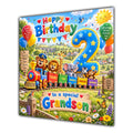 Grandson 2nd Birthday Card Safari Animals Train