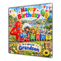 Grandson 4th Birthday Card Safari Animals Train