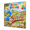 Son 2nd Birthday Card Safari Animals Train