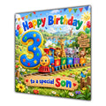 Son 3rd Birthday Card Safari Animals Train
