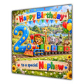 Nephew 2nd Birthday Card Safari Animals Train