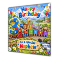 Nephew 3rd Birthday Card Safari Animals Train