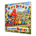 Nephew 4th Birthday Card Safari Animals Train
