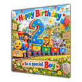 Boy 2nd Birthday Card Safari Animals Train