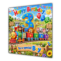 Boy 3rd Birthday Card Safari Animals Train