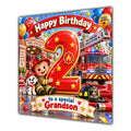 Grandson 2nd Birthday Card Fire Engine Firefighter Dalmatian