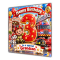 Grandson 3rd Birthday Card Fire Engine Firefighter Dalmatian