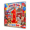 Son 1st Birthday Card Fire Engine Firefighter Dalmatian