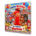 Nephew 1st Birthday Card Fire Engine Firefighter Dalmatian