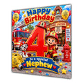 Nephew 4th Birthday Card Fire Engine Firefighter Dalmatian
