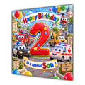 Son 2nd Birthday Card Emergency Vehicles