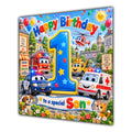 Son 1st Birthday Card Emergency Vehicles