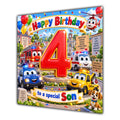 Son 4th Birthday Card Emergency Vehicles