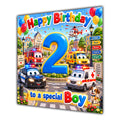 Boy 2nd Birthday Card Emergency Vehicles