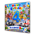 Boy 4th Birthday Card Emergency Vehicles