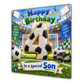Son 4th Birthday Card Football Number Stadium