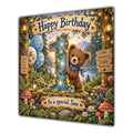 Son 1st Birthday Card Woodland Teddy Bear
