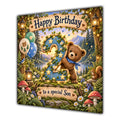 Son 2nd Birthday Card Woodland Teddy Bear