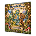 Son 4th Birthday Card Woodland Teddy Bear