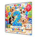 Grandson 2nd Birthday Card Cute Puppies Balloons Presents