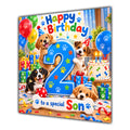 Son 2nd Birthday Card Cute Puppies Balloons Presents