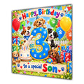 Son 3rd Birthday Card Cute Puppies Balloons Presents