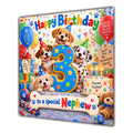 Nephew 3rd Birthday Card Cute Puppies Balloons Presents