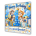 Grandson 1st Birthday Card Cute Kittens Balloons Presents